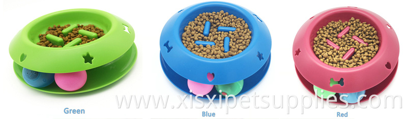 Cats Interactive Play Stimulating Ball Track Toy with 5 animals' voice Slow Feeder Bowl for cat